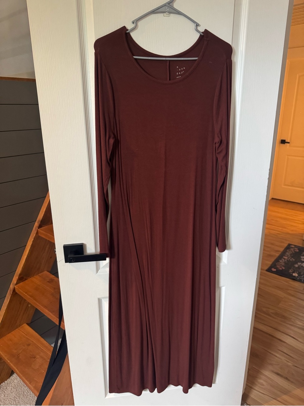a new day Long Sleeve Maxi Dress in Burgundy